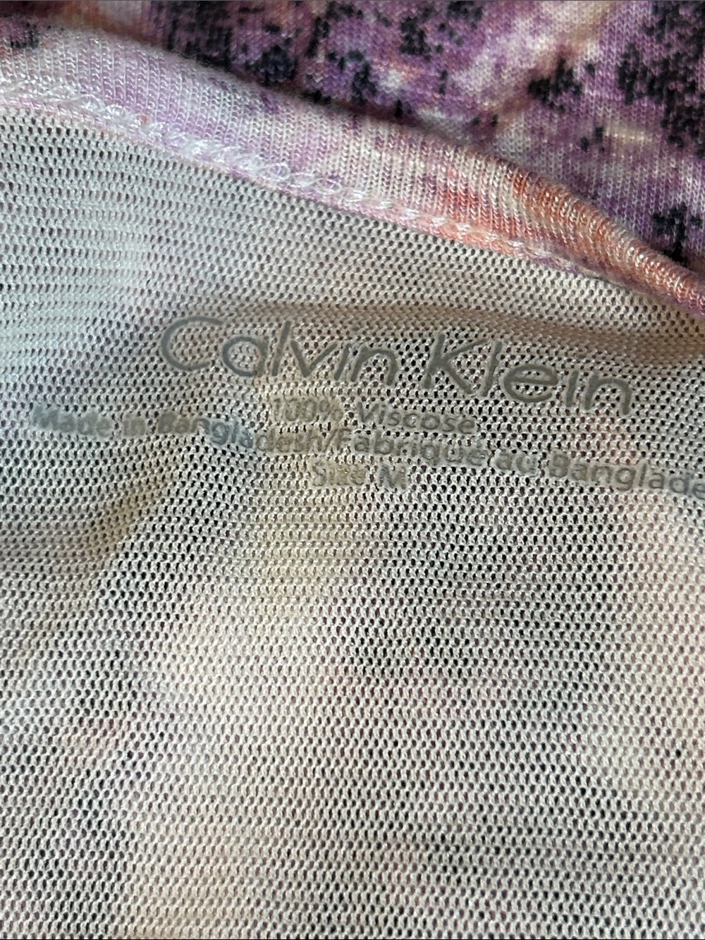Calvin Klein Women’s Pink Patterned 3/4 Length Sleeve Layered-Hem Top Side M - Picture 5 of 7